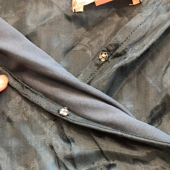 NWT Band of the Free ~ Small ~ Teal Floral Cropped Puff-Sleeve Wrap Blouse - Picture 9 of 14